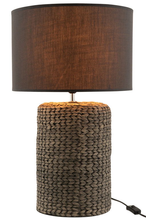 Lamp Voet+kap dik vlecht beton/katoen wit large-Tafellampen-J-Line