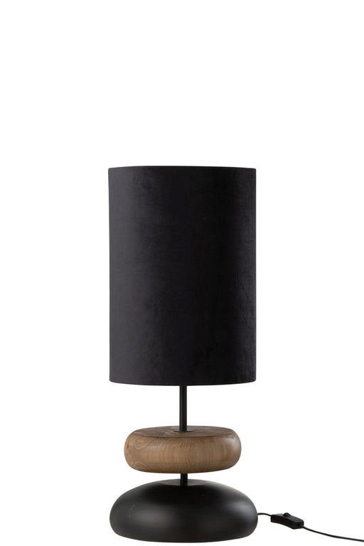 Lampe Jade ijzer/dennenhout zwart/naturel-Tafellampen-J-Line