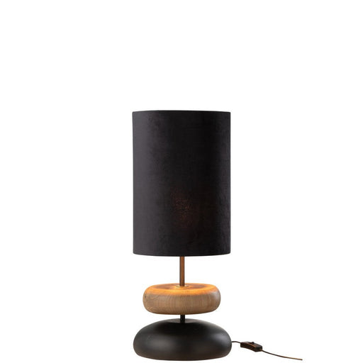 Lampe Jade ijzer/dennenhout zwart/naturel-Tafellampen-J-Line