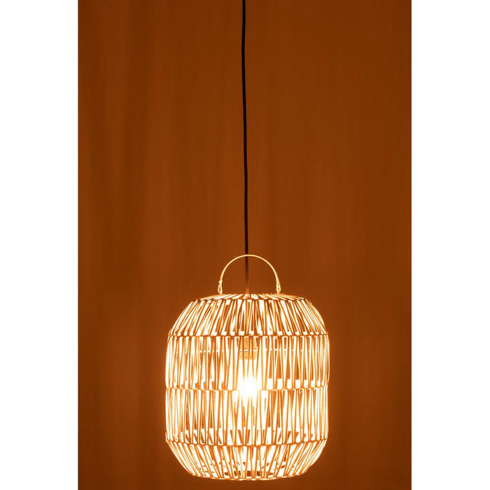 Hanglamp Lampenkap Cylinder Rotan Wit 32x32x49 cm-Hanglampen-J-Line