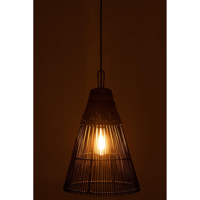 Lampenkap Zwart Rotan 32 cm-Hanglampen-J-Line