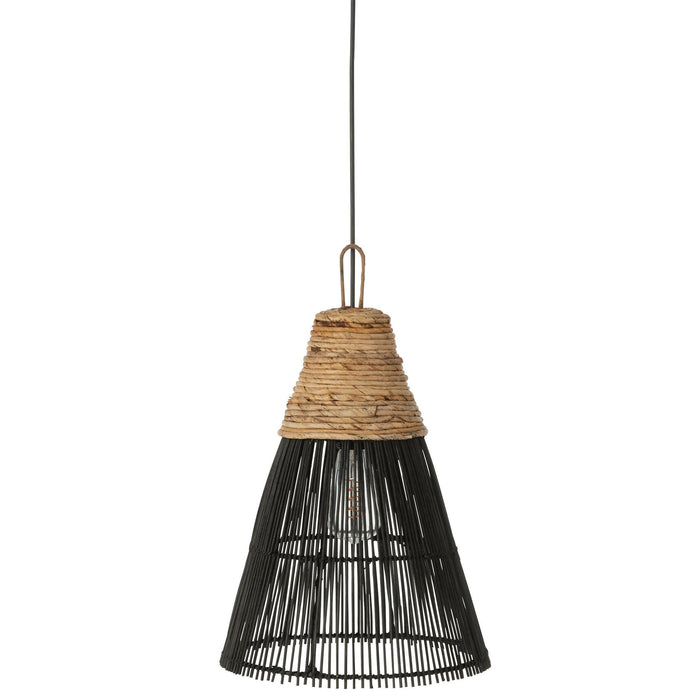 Lampenkap Zwart Rotan 32 cm-Hanglampen-J-Line