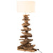 Lamp+kap Drijfhout naturel/wit medium-Tafellampen-J-Line