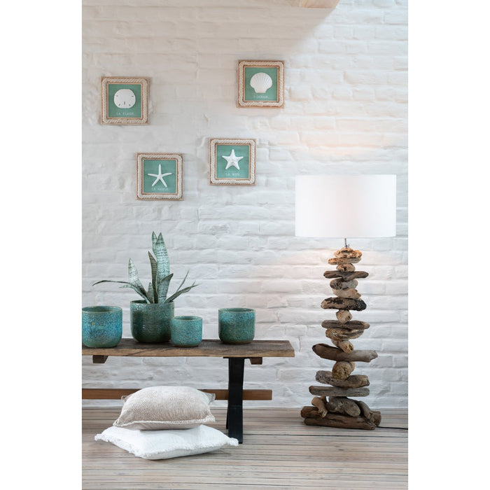 Lamp+kap Drijfhout naturel/wit medium-Tafellampen-J-Line