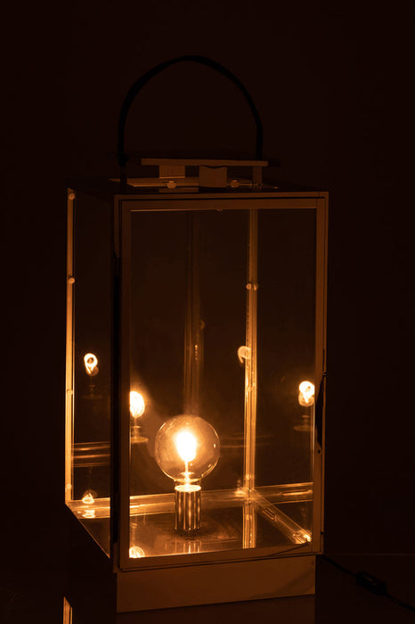 Lantaarn Lamp metaal/glas zilver-Tafellampen-J-Line
