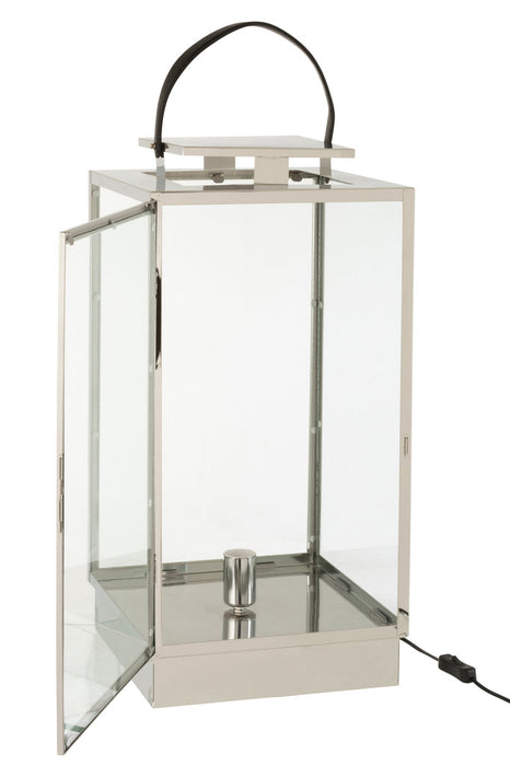 Lantaarn Lamp metaal/glas zilver-Tafellampen-J-Line