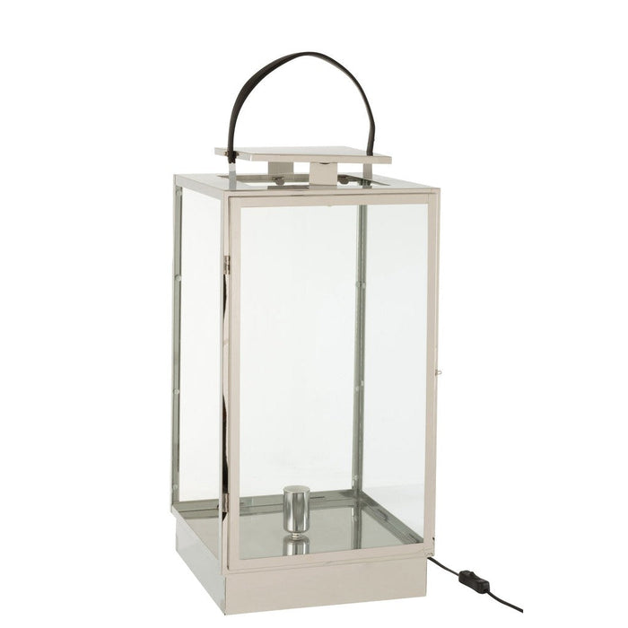 Lantern Lamp Metal/Glass Silver-Tafellampen-J-Line