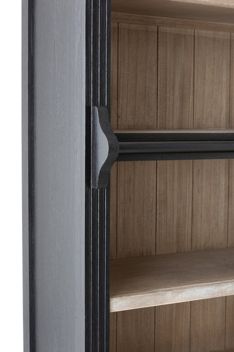 Library Cabinet+Ladder Wood Black/Natural-Boekenkasten-J-Line