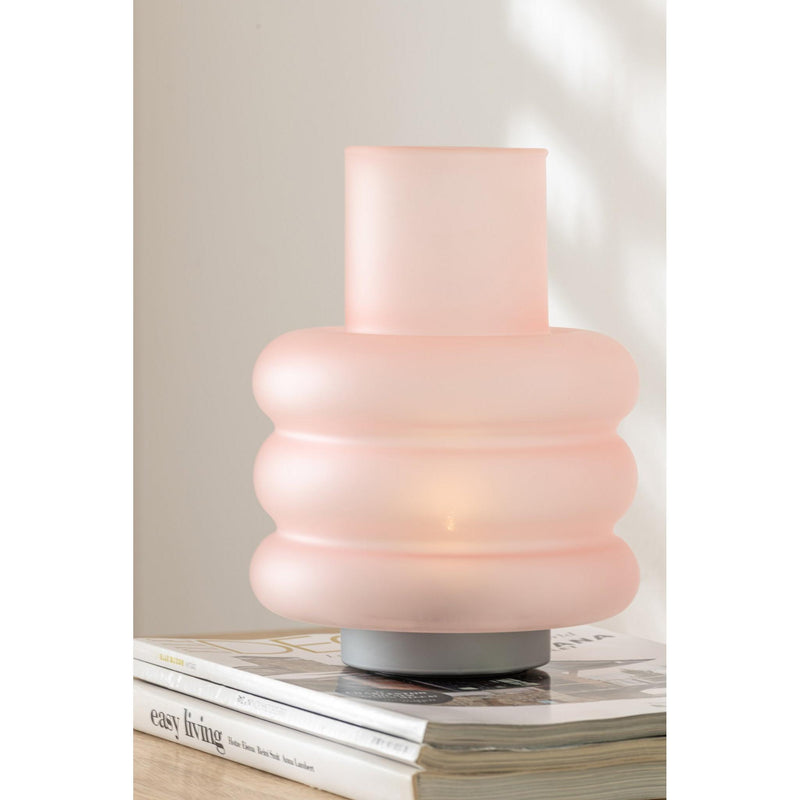 Lichtbron Rings Glas Roze 17 cm 17x17x24 cm-Lichtbronnen-J-Line