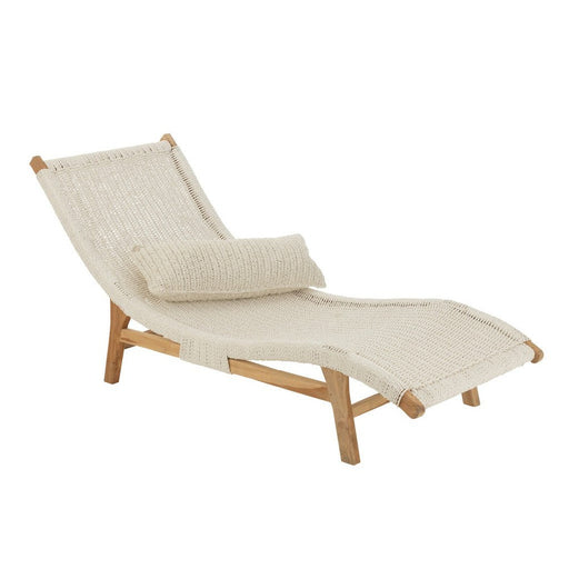 Ligzetel+kussen Geweven plastiek/teak wit-Buitenstoel-J-Line
