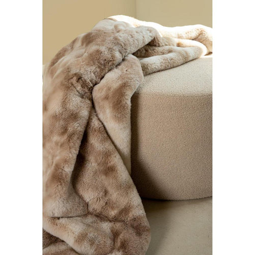 Linde Beige Imitatiebont Plaid in Geschenkdoos 150 X 200-Plaid-PTMD