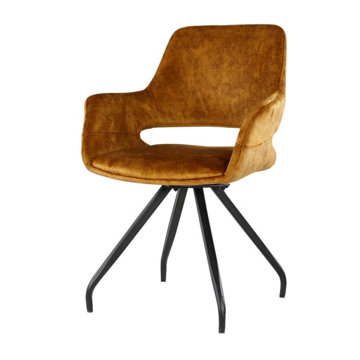 Livingfurn Capp Oker Velvet - Metaal-Eetkamerstoelen-Livingfurn
