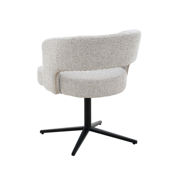 Livingfurn Isabel Beige - Beige - Metaal - draaibaar-Eetkamerstoelen-Livingfurn