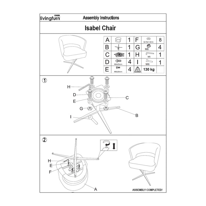 Livingfurn Isabel Beige - Beige - Metaal - draaibaar-Eetkamerstoelen-Livingfurn