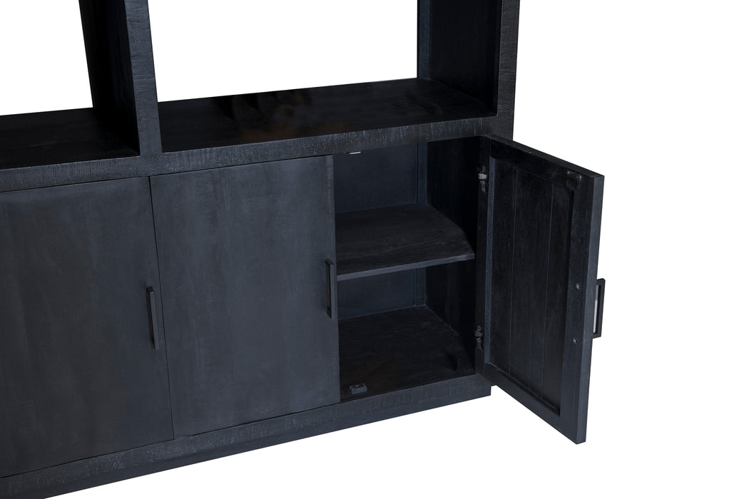 Livingfurn Jaxx Black 145cm - Zwart - Mangohout-Vakkenkasten-Livingfurn