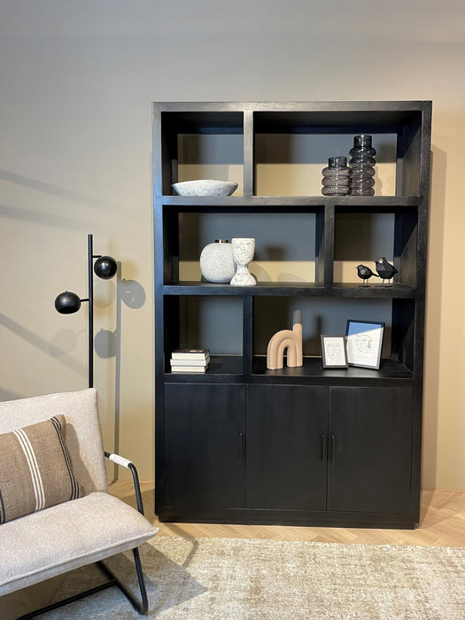 Livingfurn Jaxx Black 145cm - Zwart - Mangohout-Vakkenkasten-Livingfurn