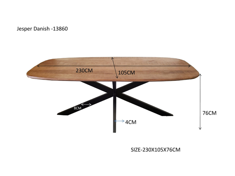Livingfurn Jesper Danish Oval 230cm - Naturel - Metaal-Eettafels-Livingfurn