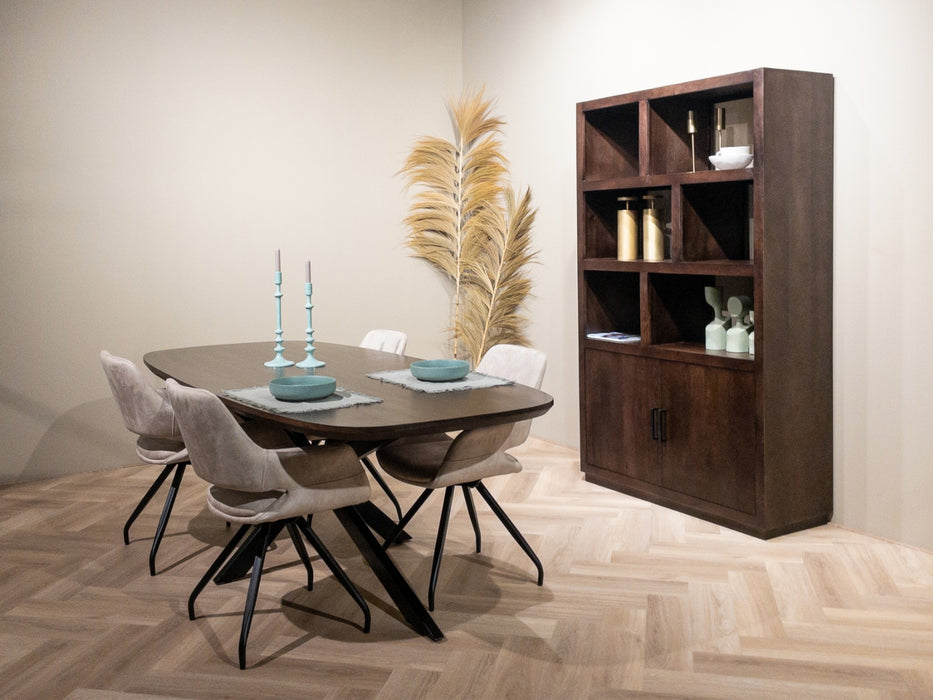 Livingfurn Jesper Danish Oval Brown 230 cm - Bruin - Metaal-Eettafels-Livingfurn