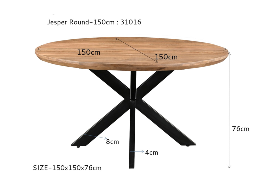 Livingfurn Jesper Round 150cm - Naturel - Metaal-Eettafels-Livingfurn
