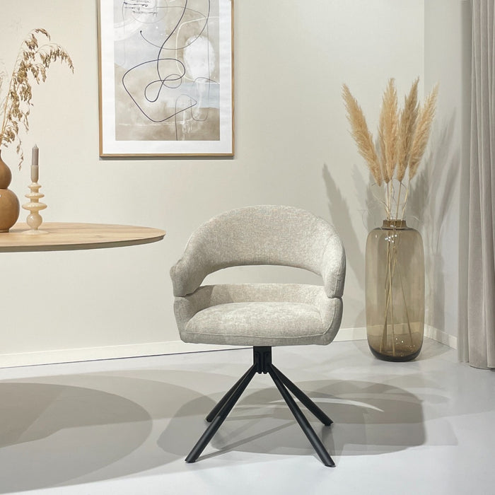 Livingfurn Linn Toffee - Beige - Metaal-Eetkamerstoelen-Livingfurn