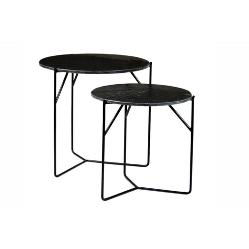 Livingfurn Mason Marble Black/Black Set of 2 - Zwart - Metaal-Eettafels-Livingfurn