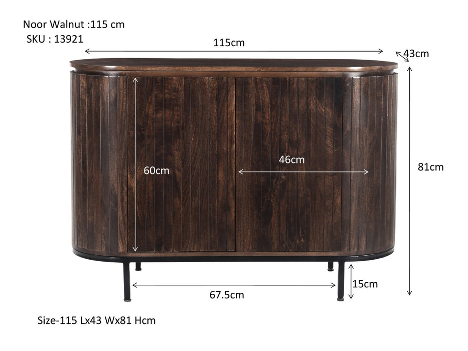 Livingfurn Noor Walnut 115cm - Bruin - Metaal-Dressoirs-Livingfurn
