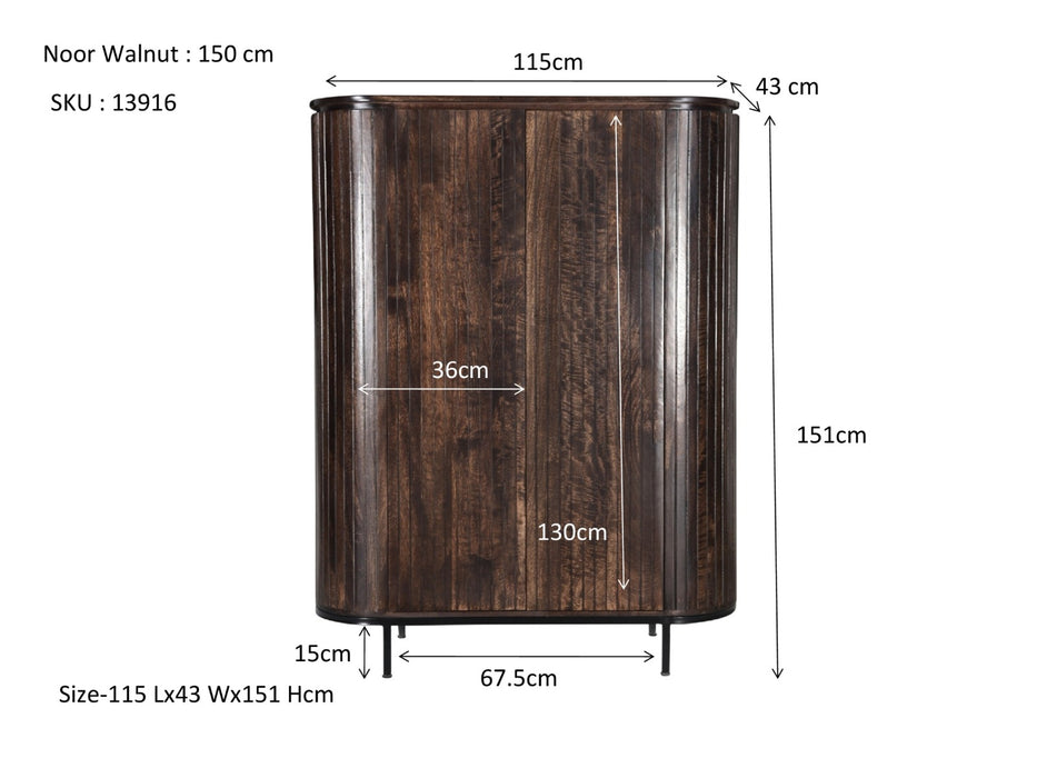 Livingfurn Noor Walnut 150cm - Bruin - Metaal-Opbergkasten-Livingfurn