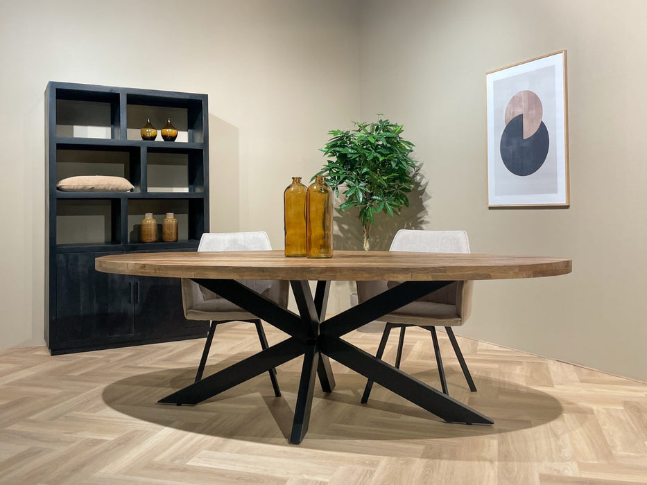 Livingfurn Sturdy Oval 240 cm - Naturel - Metaal-Eettafels-Livingfurn