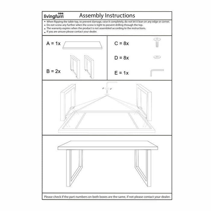 Livingfurn Sturdy U 160x90 cm - Naturel - Metaal-Eettafels-Livingfurn