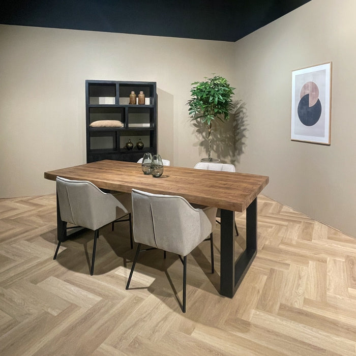 Livingfurn Sturdy U 240x100 cm - Naturel - Metaal-Eettafels-Livingfurn