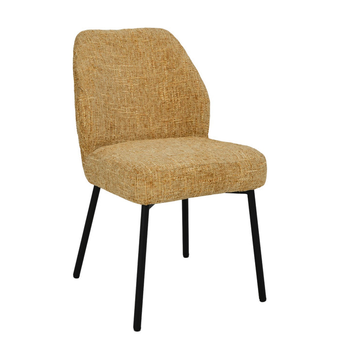 Livingfurn Tess Honey - Geel - Metaal-Eetkamerstoelen-Livingfurn