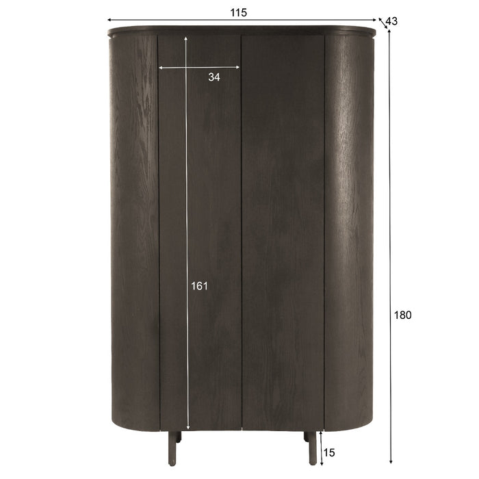 Livingfurn Tobago Espresso 180cm - Bruin - Eiken-Opbergkasten-Livingfurn