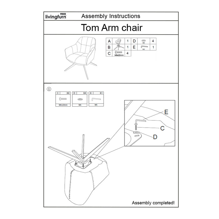 Livingfurn Tom Sand - Beige - Metaal-Fauteuils-Livingfurn