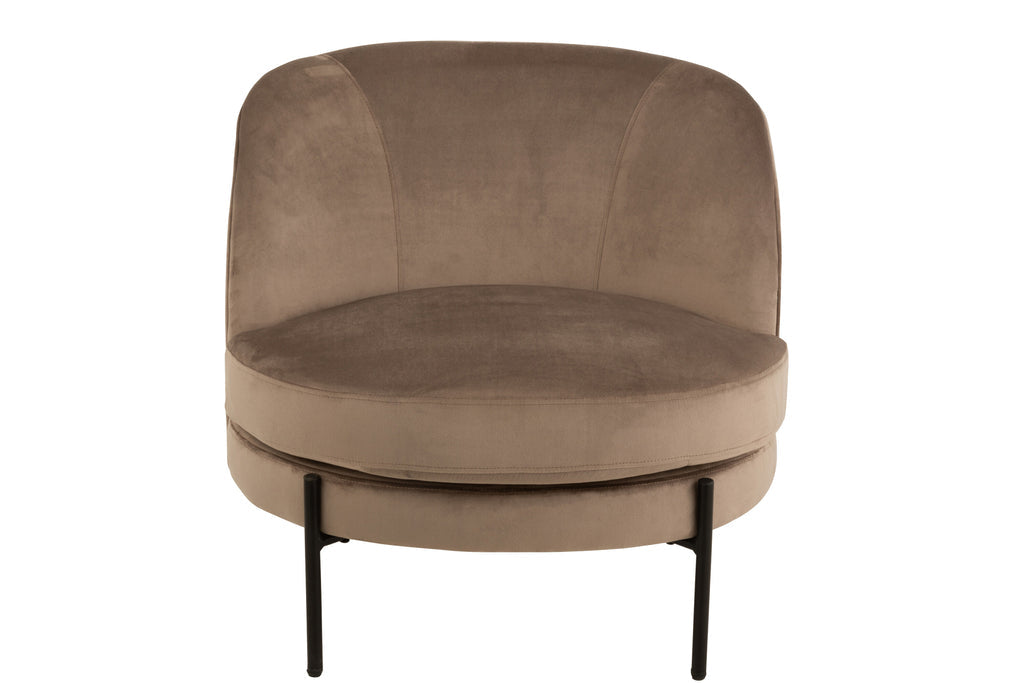 Lounge Chair Round Textile/Metal Brown-Fauteuils-J-Line