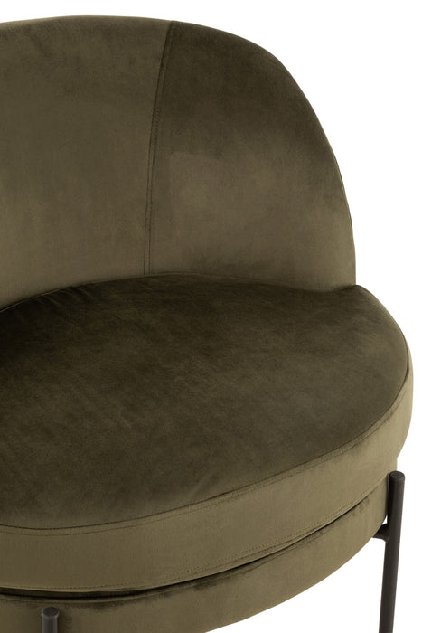 Lounge Chair Round Textile/Metal Green-Fauteuils-J-Line