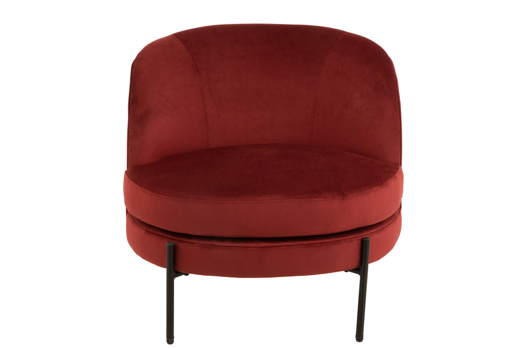 Lounge Chair Round Textile/Metal Stone Red-Fauteuils-J-Line