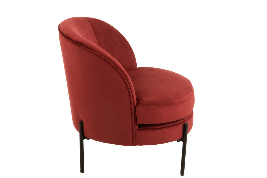 Lounge Chair Round Textile/Metal Stone Red-Fauteuils-J-Line