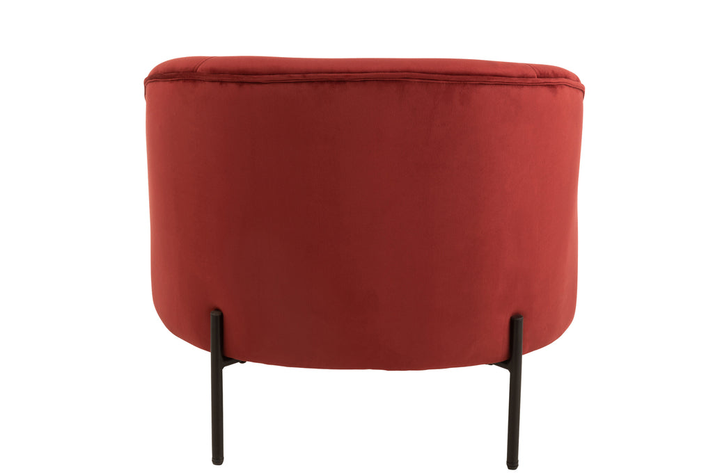 Lounge Chair Round Textile/Metal Stone Red-Fauteuils-J-Line