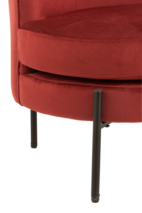 Lounge Chair Round Textile/Metal Stone Red-Fauteuils-J-Line