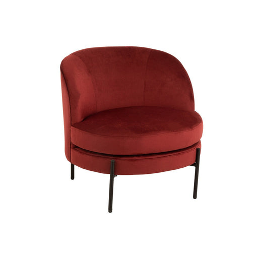 Lounge Chair Round Textile/Metal Stone Red-Fauteuils-J-Line