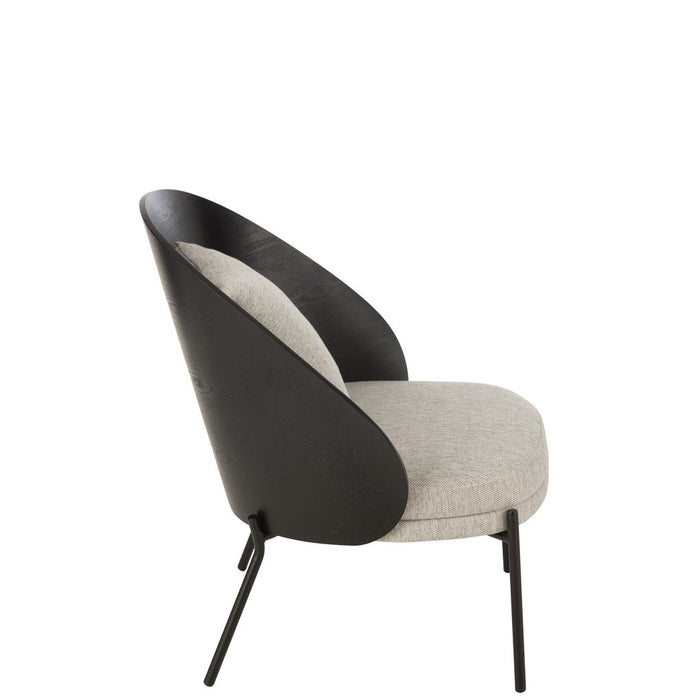 Lounge Fauteuil Lone Hout | Metaal Zwart | Grey-Fauteuils-J-Line