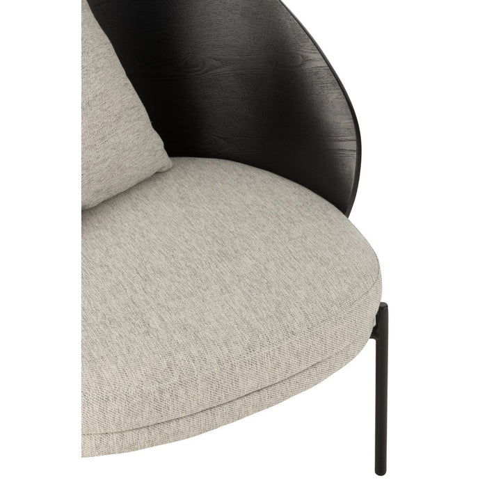 Lounge Fauteuil Lone Hout | Metaal Zwart | Grey-Fauteuils-J-Line