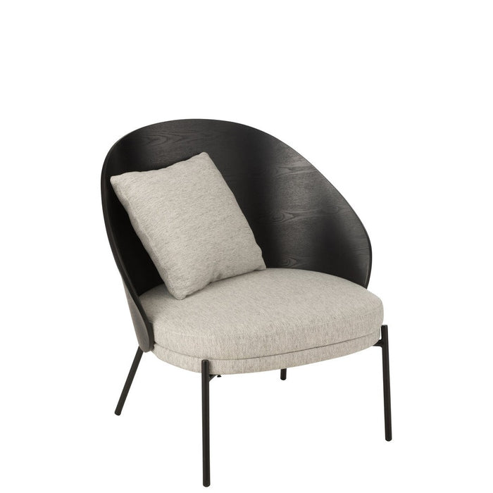 Lounge Fauteuil Lone Hout | Metaal Zwart | Grey-Fauteuils-J-Line