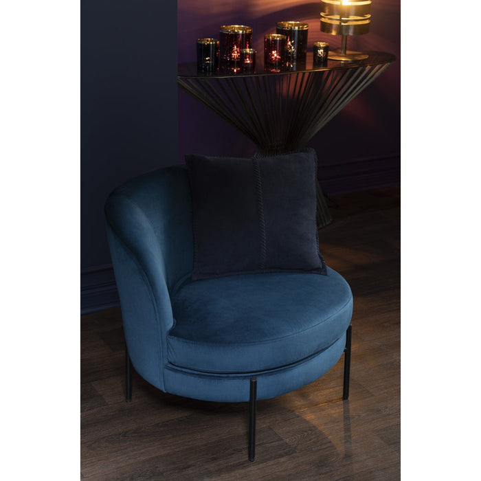 Lounge Fauteuil Rond Textiel | Metaal Blue-Fauteuils-J-Line