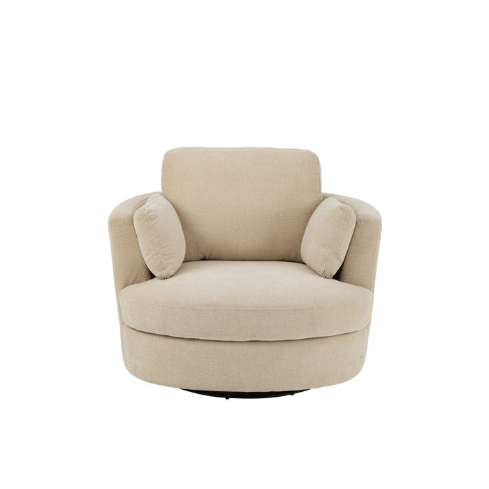 Lounge Fauteuil Swiv Poplar Hout | Foam Beige-Fauteuils-J-Line