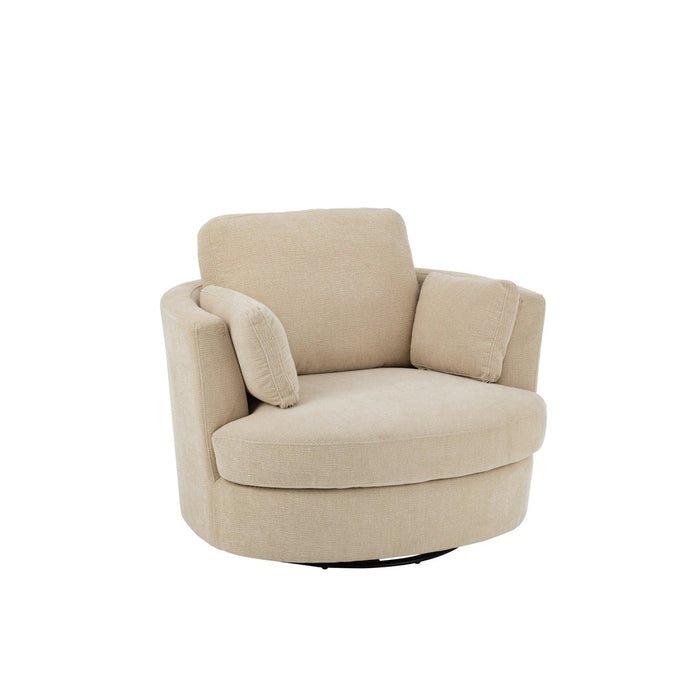 Lounge Fauteuil Swiv Poplar Hout | Foam Beige-Fauteuils-J-Line