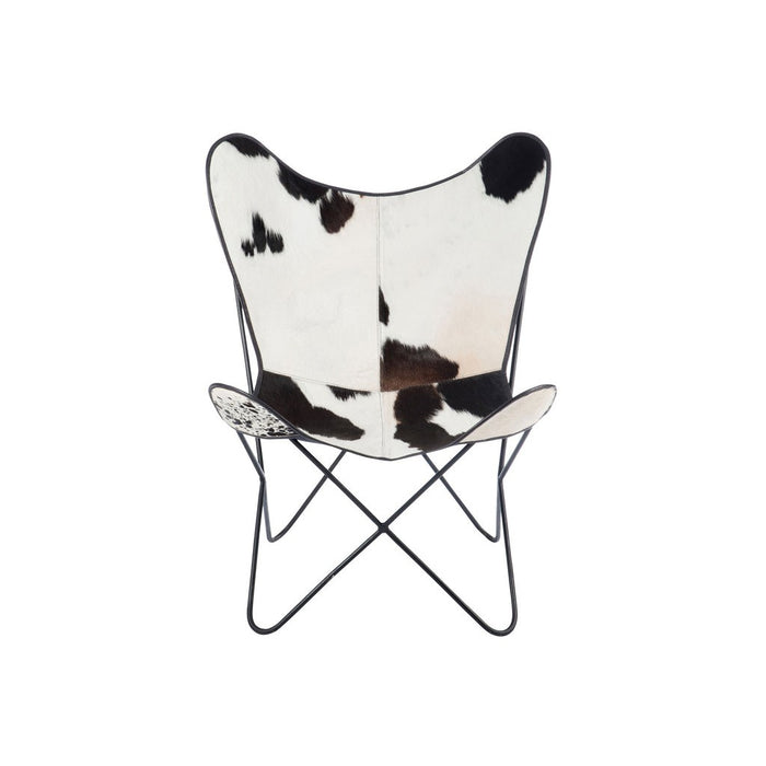 Lounge Stoel Cowhide/Metaal Wit/Zwart 65x92x90 cm-Eetkamerstoelen-J-Line