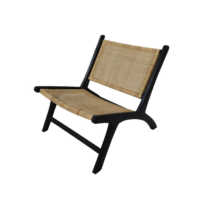 Loungestoel - 67x81x71 - Zwart/Naturel - Teak/rotan-Tuinstoelen-HSM Collection