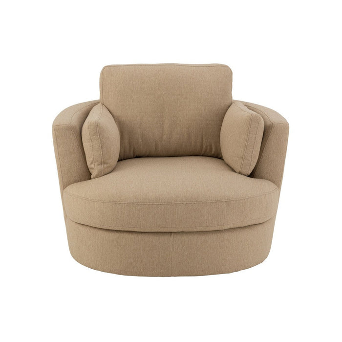 Loungestoel Swiv hout/textiel beige-Fauteuils-J-Line