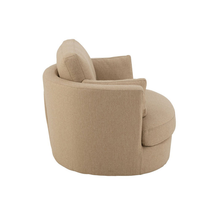 Loungestoel Swiv hout/textiel beige-Fauteuils-J-Line